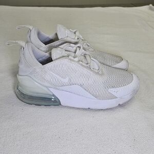 Nike Air Max 270 Sneakers Shoes Lace-Up Unisex Kids White Size US 1Y EU 32